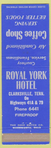 Matchbook Cover - Royal York Hotel Clarksville TN coffee shop