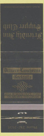 Matchbook Cover - Friendly Inn Supper Club Milwaukee WI