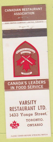 Matchbook Cover - Varsity Restaurant Toronto ON WEAR