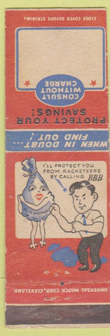 Matchbook Cover - Protect Money BBB Better Business Bureau money girlie