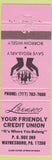 Matchbook Cover - Lannaco Credit Union Waynesboro PA pink