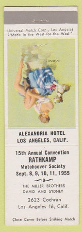 Matchbook Cover - RMS Alexandria Hotel Los Angeles CA pinup Inviting 1955