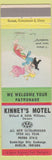 Matchbook Cover - Kinney's Motel Dublin IN hillbilly love