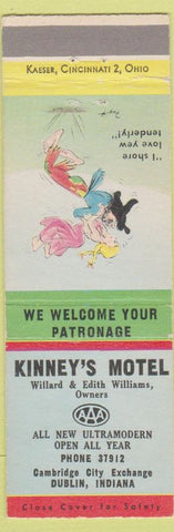 Matchbook Cover - Kinney's Motel Dublin IN hillbilly love