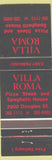 Matchbook Cover - Villa Roma Pizza Steak Spaghetti Victoria BC