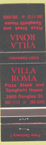 Matchbook Cover - Villa Roma Pizza Steak Spaghetti Victoria BC