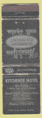 Matchbook Cover - Kitchener Motel OPN WORN