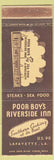 Matchbook Cover - Poor Boy's Riverside Inn Lafayette LA WEAR