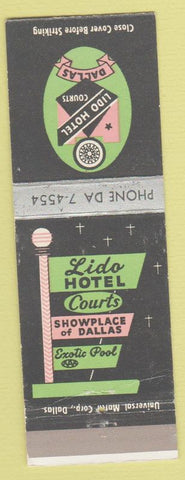 Matchbook Cover - Lido Hotel Courts Dallas TX