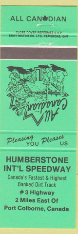 Matchbook Cover - Humberstone Speedway auto racing dirt Port Colborne ON green