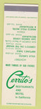 Matchbook Cover - Cerrito's Restaurants Motel CA Visalia Monterey