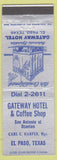 Matchbook Cover - Gateway Hotel Coffee Shop El Paso TX