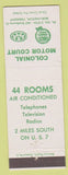 Matchbook Cover - Colonial Motor Court Burlington VT