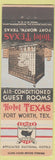 Matchbook Cover - Hotel Texas Fort Worth TX Affiliated Hotels