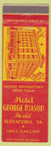 Matchbook Cover - Hotel George Mason Alexandria VA