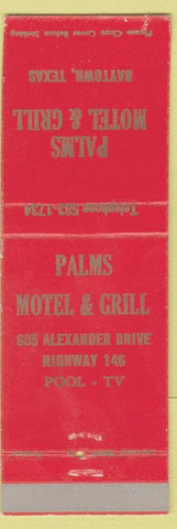 Matchbook Cover - Palms Motel Grill Baytown TX