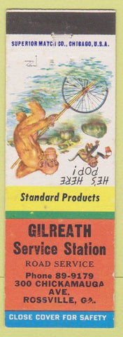 Matchbook Cover - Gilreath Standard oil gas Rossville GA monkey
