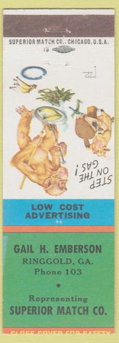 Matchbook Cover - Gail Emberson Superior Match Ringgold GA low phone monkey
