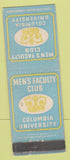 Matchbook Cover - Men's Faculty Club Columbia University NYC WEAR