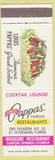 Matchbook Cover - Louis Cappa's Restaurants St Petersburg FL Tarpon Springs