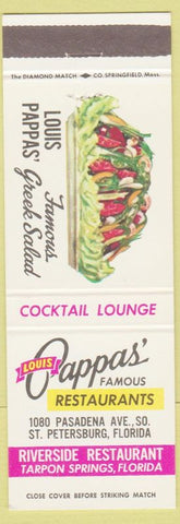 Matchbook Cover - Louis Cappa's Restaurants St Petersburg FL Tarpon Springs