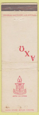 Matchbook Cover - Alpha Chi Omega WORN Carmel Papers Hollywood CA