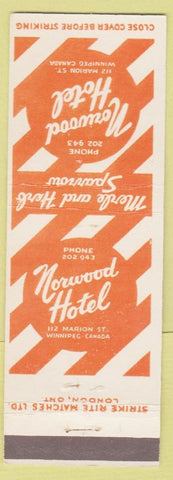Matchbook Cover - Norwood Hotel Winnipeg MB orange