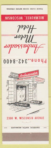 Matchbook Cover - Ambassador Motor Hotel Milwaukee WI