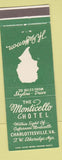 Matchbook Cover Monticello Hotel Charlottesville VA Thomas Jefferson Silhouette