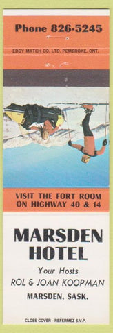 Matchbook Cover - Marsden Hotel Marsden SK