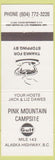 Matchbook Cover - Pink Mountain Camping Gulf oil gas Alaska Highway BC