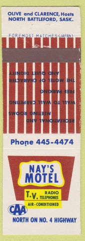 Matchbook Cover - Nay's Motel North Battleford SK