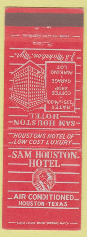Matchbook Cover - Sam Houston Hotel Houston TX red