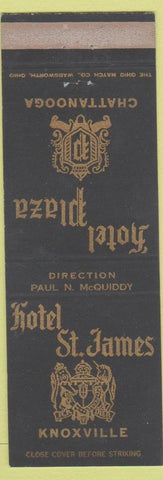 Matchbook Cover - Hotel Plaza Chattanooga TN St James Knoxville TN