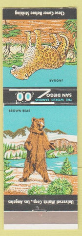 Matchbook Cover - San Diego Zoo CA Jaguar Brown Bear