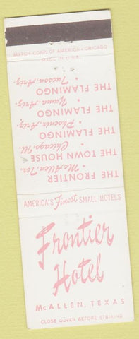 Matchbook Cover - Frontier Hotel McAllen TX WEAR