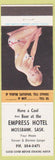 Matchbook Cover - Empress Hotel Mossbank SK pinup