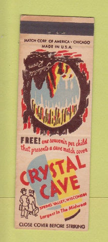 Matchbook Cover - Crystal Cave Spring Valley WI Stalactite Room