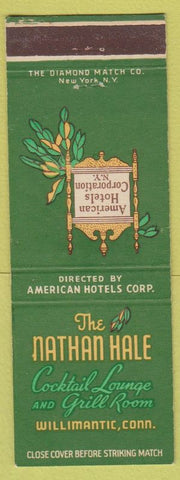 Matchbook Cover - Nathan Hale Hotel Willimantic CT