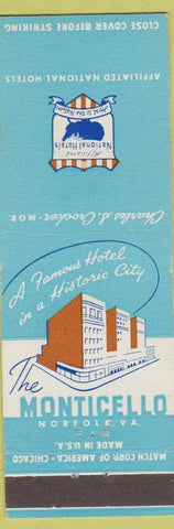 Matchbook Cover - Monticello Hotel Norfolk VA