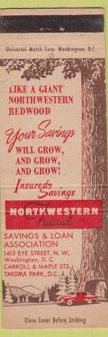 Matchbook Cover - Northwestern Federal Savings Loan Takoma Park Washington DC
