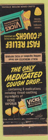 Matchbook Cover - Vicks Cough Drops Medicated WORN