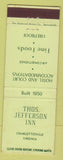 Matchbook Cover - Thomas Jefferson Hotel Charlottesville VA light green