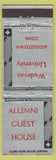 Matchbook Cover - Alumni Guest House Wesleyan University Middletown CT WEAR