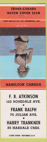 Matchbook Cover - Trans Canada Match Club Hamilton ON pinup orange band