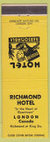 Matchbook Cover - Richmond Hotel London ON yellow