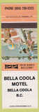 Matchbook Cover - Bella Coola Motel BC Boating scene