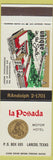 Matchbook Cover - La Posada Motor Hotel Laredo TX Master Hosts