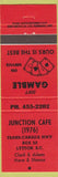 Matchbook Cover - Junction Cafe Lytton BC