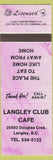 Matchbook Cover - Langley Club Cafe Langley BC